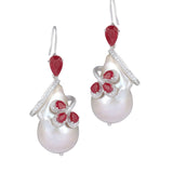 RUBY PETAL PEARL EARRINGS