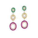 Tri-Tone Oval Drop Earrings